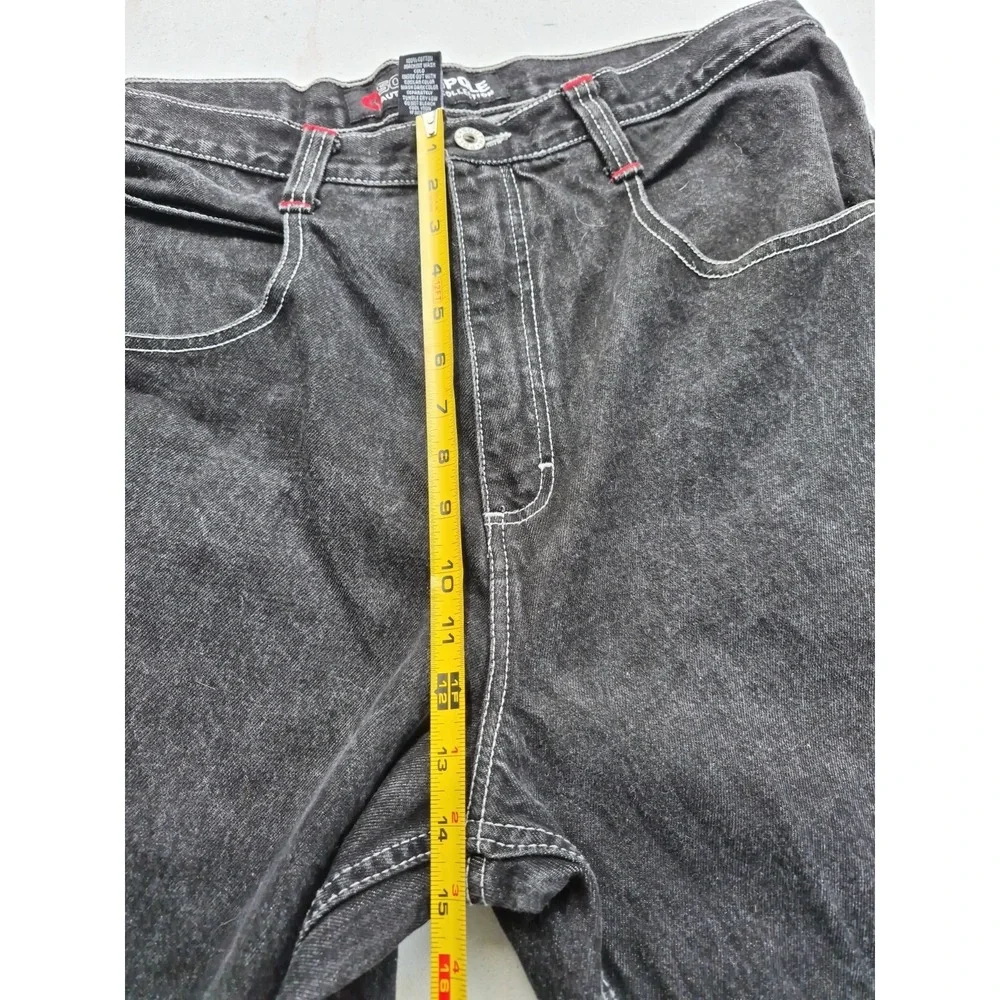 VTG Southpole Authentic Collection Baggy Jeans Mens 38 Black Contrast Stitch Y2K